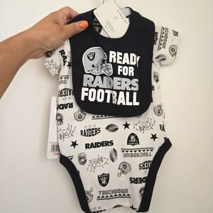 Raiders NFL onesie with bib NWT
